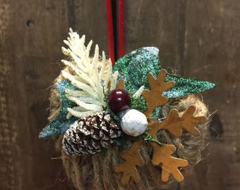 Small Twine Heart Christmas Ornament, Christmas Ornament, Tree Ornament