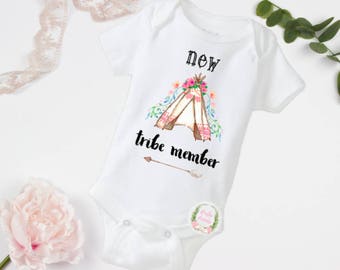 New tribe member, boho baby, boho bodysuit, baby boho clothes, boho baby clothes, tribe clothes, tribe bodysuit, floral tribe, teepee shirt