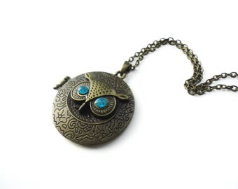 Athena owl locket, Annabeth Chase owl medallion, Percy Jackson bronze owl necklace, book lover gift owl pendant, mythology gift for teenager