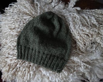 Hand knitted slouchy hat. Adult size.