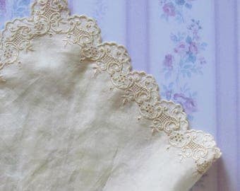 Antique embroidered silk handkerchief 30cm