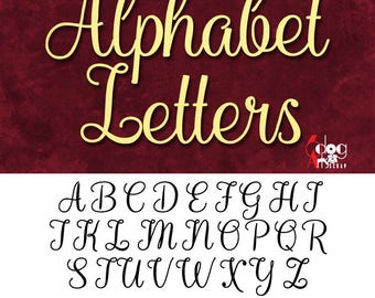 Cursive Alphabet Letters SVG DXF Vector Cut Files Monogram Font Cuttable files Vinyl Iron On Heat Press Transfer Silhouette Cricut JB-801
