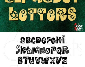 Soccer Sport Alphabet SVG DXF Vector Cut Files Monogram Font Cuttable Letters Vinyl Iron On Heat Press Transfer Silhouette Cricut JB-803