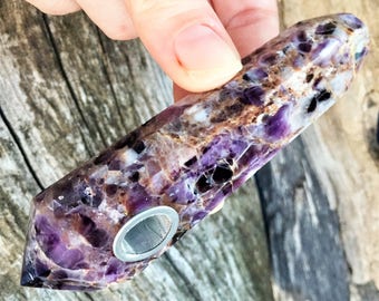 Amethyst Quartz Crystal, Purple Amethyst Pipe, Crystal Pipe, Girly Pipe, Gemstone Pipe, Smoking pipe, crystal healing, chakra healing pipe