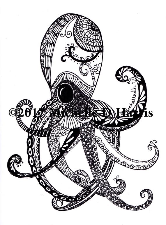 Download Zentangle Octopus Print Mandala Octopus Print Octopus Wall