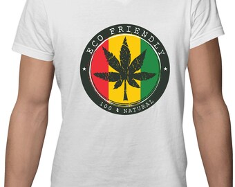 Eco Friendly Natural Cannabis men's v-neck t-shirt