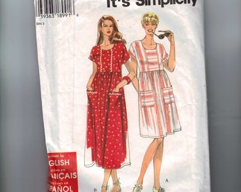 1990s Vintage Misses Sewing Pattern Simplicity 7173 Misses Easy Dress Size 6 8 10 12 14 16 18 20 22 24 UNCUT