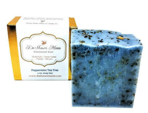 SOAP- Peppermint Tea Tree Soap, Vegan Soap, Cold Process Soap, Christmas Gift, Birthday Gift, Soap for Men, Father's Day Gift, Soap Favors