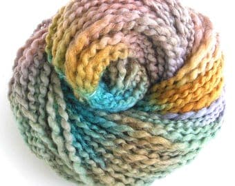 Handspun Yarn Soft BFL Wool Silk Yarn Hand Dyed Yarn Bulky Yarn Art Yarn 126 yards - Pastel Ice
