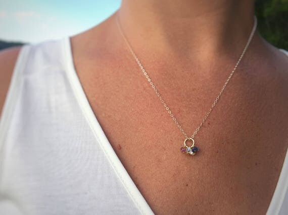 Items similar to Mother Birthstone Necklace, Gold Mother's Necklace