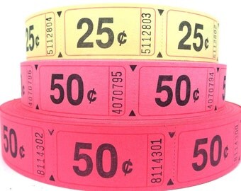 carnival tickets lot of 40 parties garland ribbon art project crafts scrapbooking mixed media gift display prop yellow hot pink baby girl