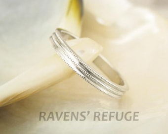 elegant platinum wedding band stacking ring with milgrain artisan handmade 3mm wide - Handmade Wedding Rings elegant platinum wedding band stacking ring with milgrain artisan handmade 3mm wide - Handmade Wedding Rings