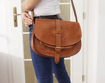 Leather Saddle Bag, Leather Messenger Bag, Leather bag, Leather Messenger, Leather Purse, Leather Cross-body Bag, IPhone case,Goldmann S,tan