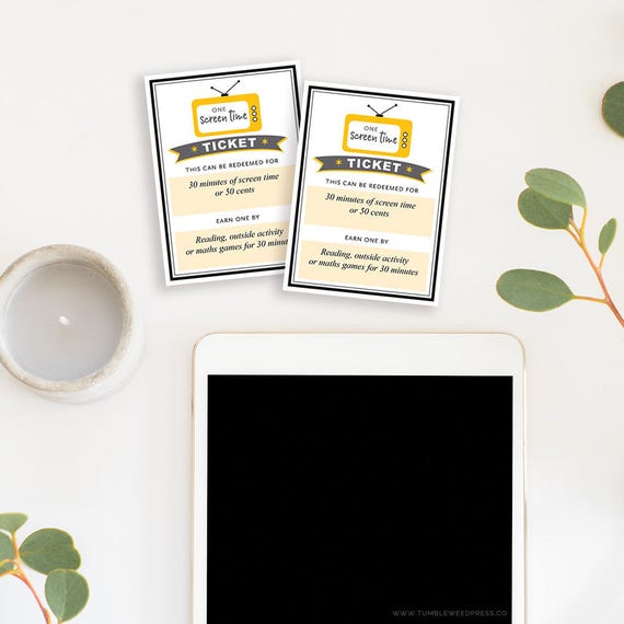 screen time printable screen time ticket technology tickets