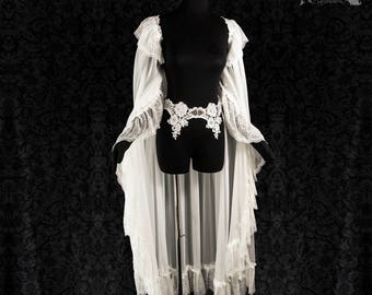 Cape Nimbata ivory, voile cloak, fantasy wedding, elven, angelic, sample piece, approx size S, Somnia Romantica by Marjolein Turin