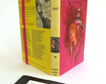Pink Nancy Drew Kindle Case with Robot, Retro Resort Fabric, Fits Kindle Fire, Paperwhite, Voyage, Galaxy Tab, Nexus 7, LG Pad