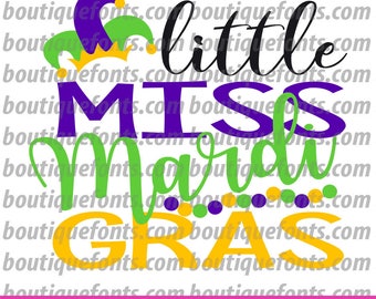 little miss mardi gras svg