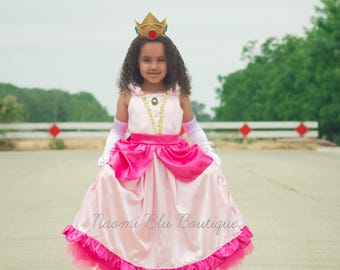 Super Mario Brother Inspired Princess Peach Tutu Dress Costume. Great for a Halloween costume, Themed Party, Dance Recital