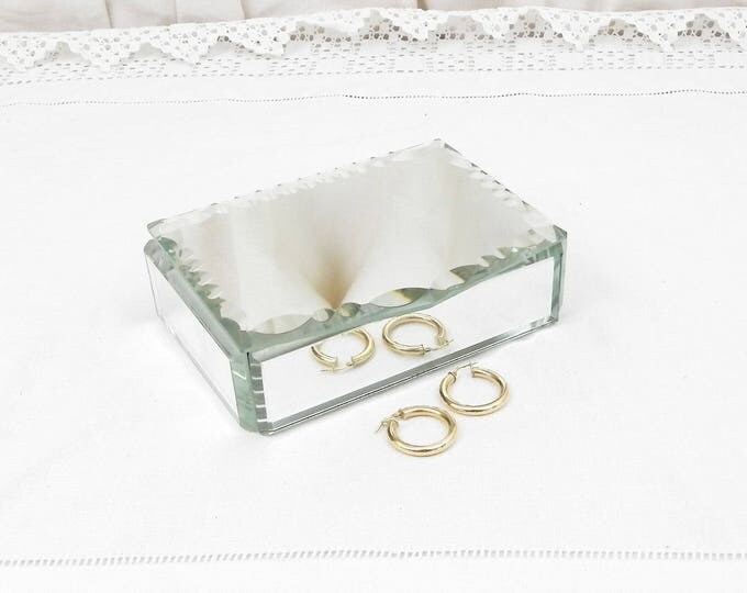 Vintage French Beveled Mirrored Jewelry Box with Satin Lining, Jewelry Trinket Glass Casket, French Shabby Chateau Chic Decor