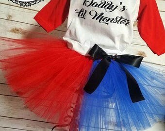 Daddy's Lil Monster tutu set | Harley Quinn costume | Halloween Costume | Halloween | 2T-XXXL Listing