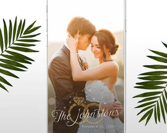 Wedding Day Snapchat Geofilter, Classic Wedding Snapchat Filter, Simple Elegant Ring Sparkly Wedding Geofilter Party Snapchat Filter