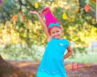 Trolls - Poppy Blue Dress - Halloween Outfit-Girl Dress - Baby Dress - Princess Poppy - Trolls Costume - trolls birthday outfit