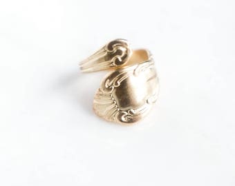 PATIENCE spoon ring, brass spoon ring, psalm 27:14