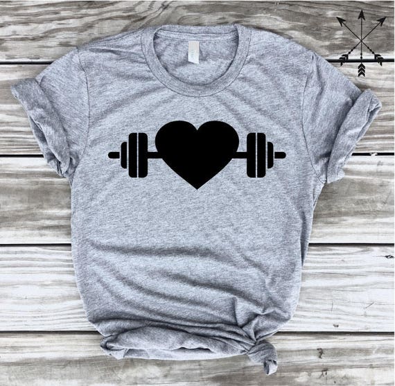 Barbell Heart Tshirt Workout Tank Exercise Tee Gym Tank