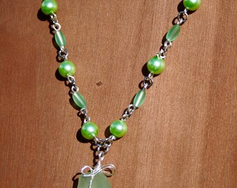 Seafoam Green Sea Glass Necklace