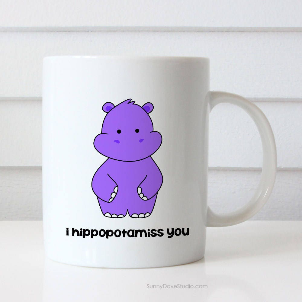 Funny Miss You Gift Goodbye Farewell Hippo Pun Coffee Mug