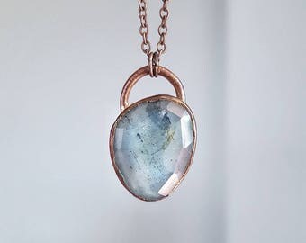 •NYX• moss aquamarine + labradorite + silver necklace (26