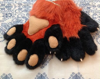 Black Red Fursuit Paw Costume Fox Party Carnival Gift Gloves Paws main image 1