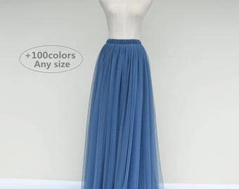 Dusty blue wedding bridesmaid tulle skirt,any size women tulle skirt,custom tulle wedding skirt