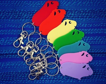 Smiling Guinea Pig - a Giggly Pig! Coloured Keyring, Keychain or Bag Charm - Fun Cute Kawaii Laser Cut Acrylic Keychain