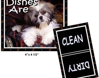 Shih Tzu Dog DISHWASHER MAGNET Clean/Dirty ... Free Shipping!
