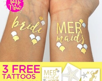Mermaid bachelorette party tattoos / Mermaids are real / temporary tattoos / bachelorette party favors / Bridemaids gift / Bride tattoo