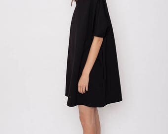 Weekend SALE Casual black dress, oversize dress, oversize tunic, A-line dress,black tent dress, loose dress, casual dress