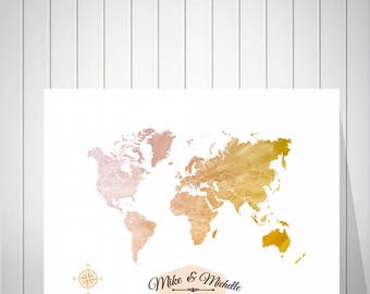 Wedding World Map Sign Guest Book Bride and Groom Gift, Wedding Anniversary Gift, Foam Board Map Alternative Guest Book, Push Pin Map -52077