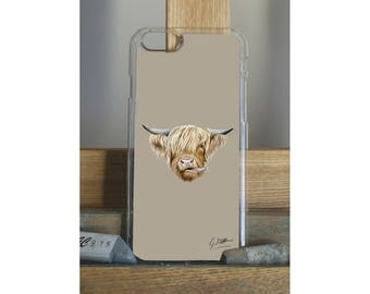 Scottish Highland Cow iPhone Case iPhone 5s 6 6s 7 by Artist Grace Scott