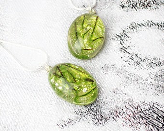 moss necklace floral jewelry gift mom necklace green jewelry gift wife birthday gift oval necklace terrarium necklace summer jewelry Рю177