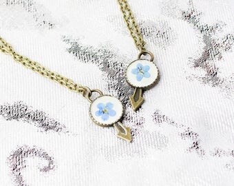 arrow necklace blue jewelry gift wife birthday gift terrarium necklace smile necklace girlfriend gifts dainty necklace memory gift Рю195