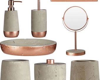 copper and concrete distressed bathroom accessories copper mirror concrete tumbler soap dispenser - Bathroom Accessories Etsy copper and concrete distressed bathroom accessories copper mirror concrete tumbler soap dispenser - Bathroom Accessories Etsy