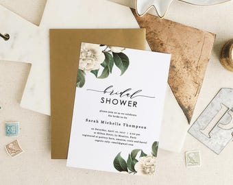 Bridal Shower Invitation, Printable Bridal Shower Template, Greenery Bridal Shower, Edit in Word or Pages
