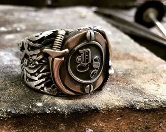 personalized mens ring handmade mens ring vintage mens ring silver mens ring unique sterling silver ring mens jewelry custom name ring mens