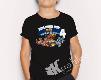 Skylander Boy Birthday Party Shirt, Personalized shirts, Custom Shirts, available in black for boy