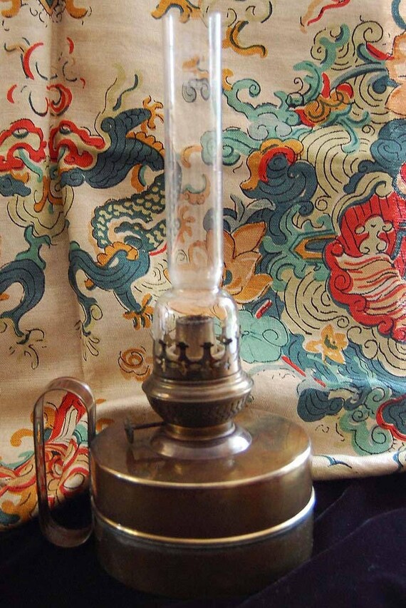 BRASS oil LAMP vintage 1960's. round wick original