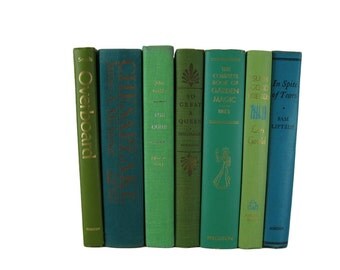 Farmhouse Style Books for Decorating, Green Decorative Books, Country Decor, Rustic Wedding Decor, Old Books, Books for Decor,