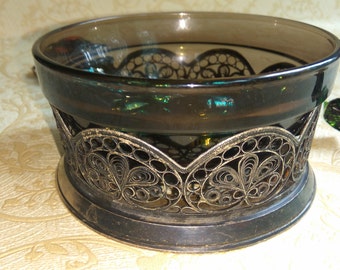 Decorative bowl Vintage metal bowl Candy bowl Filigree bowl Metal vase Vintage bowl Brass bowl Collectibles USSR Trademark 1960s -70s