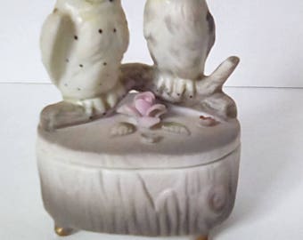 Lefton Pair of Owls Trinket Box