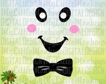 Ghost SVG, Ghost Face SVG, Ghost with Bowtie, Halloween svg, Kids svg, Baby svg, Commercial Use SVG, Clip Art, Cut File, svg, eps, dxf, png